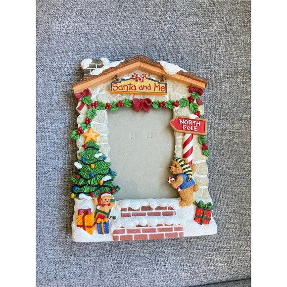 Vtg 1998 FIGI Santa & Me Resin Christmas Photo Frame North Pole - Fits 3.5 x 5 - Picture 5 of 5